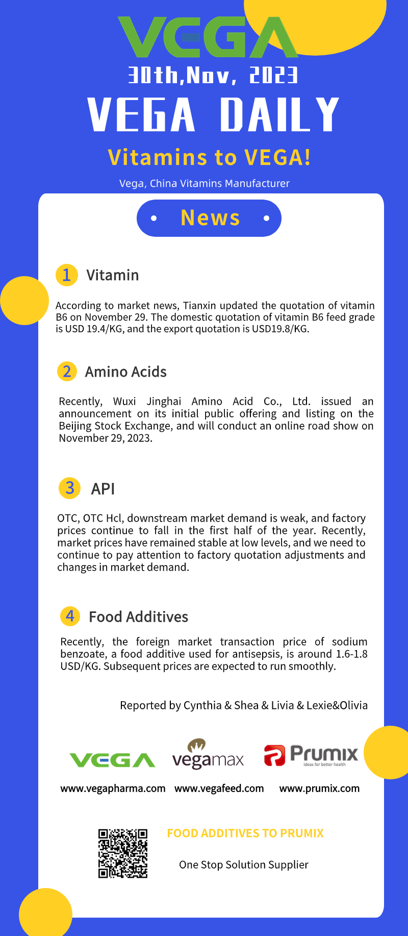Vega Daily Dated on Nov 30th 2023 Vitamin Amino Acid APl Food Additives.png